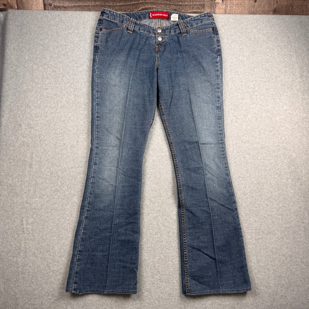 Levis Jeans Womens 13 Flare 520 Too Superlow Stretch USA Made Y2K Low‎ Rise 2002